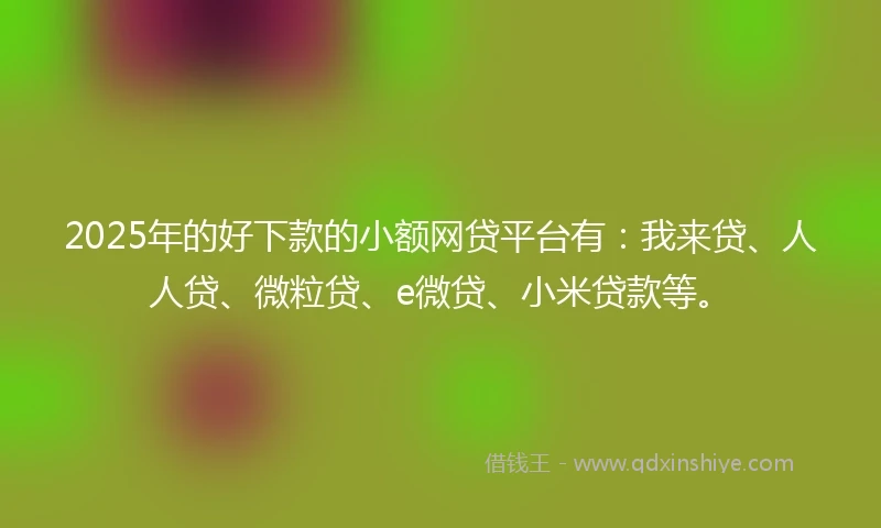 2025年的好下款的小额网贷平台有：我来贷、人人贷、微粒贷、e微贷、小米贷款等。