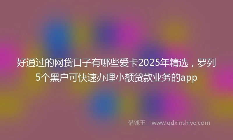 好通过的网贷口子有哪些爱卡2025年精选，罗列5个黑户可快速办理小额贷款业务的app