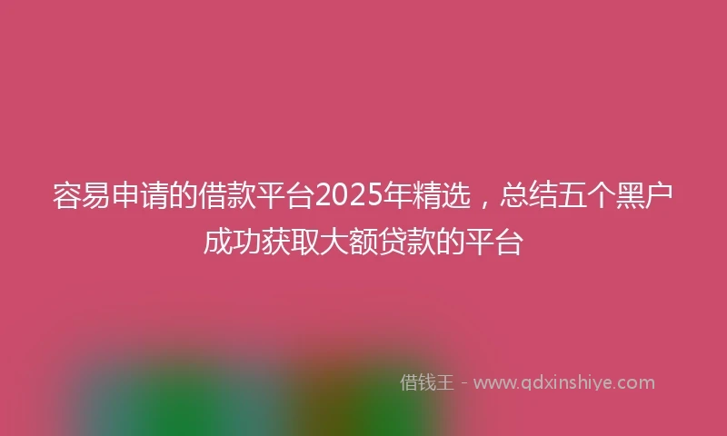 容易申请的借款平台2025年精选，总结五个黑户成功获取大额贷款的平台