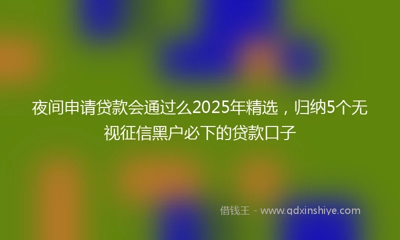 夜间申请贷款会通过么2025年精选，归纳5个无视征信黑户必下的贷款口子