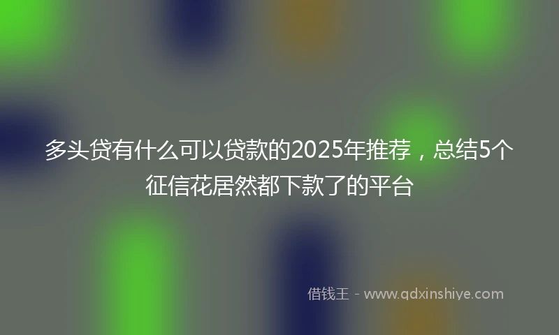 多头贷有什么可以贷款的2025年推荐，总结5个征信花居然都下款了的平台