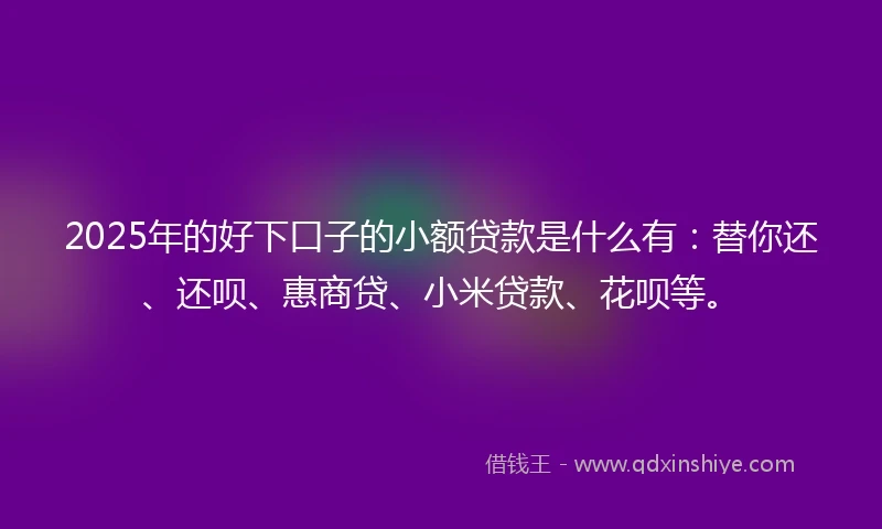 2025年的好下口子的小额贷款是什么有:替你还、还呗、惠商贷、小米贷款、花呗等。