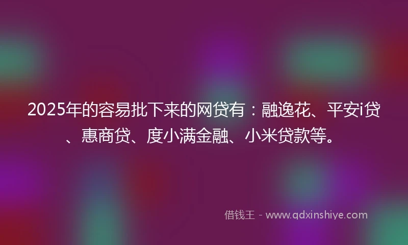 2025年的容易批下来的网贷有：融逸花、平安i贷、惠商贷、度小满金融、小米贷款等。