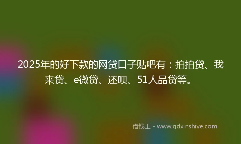 2025年的好下款的网贷口子贴吧有：拍拍贷、我来贷、e微贷、还呗、51人品贷等。