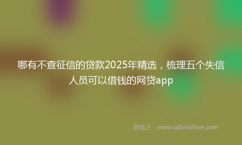 哪有不查征信的贷款2025年精选，梳理五个失信人员可以借钱的网贷app