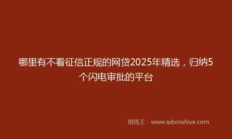 哪里有不看征信正规的网贷2025年精选，归纳5个闪电审批的平台