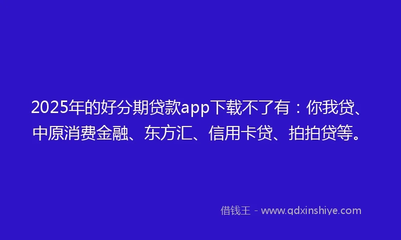 2025年的好分期贷款app下载不了有：你我贷、中原消费金融、东方汇、信用卡贷、拍拍贷等。