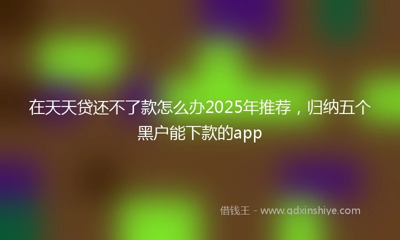 在天天贷还不了款怎么办2025年推荐，归纳五个黑户能下款的app