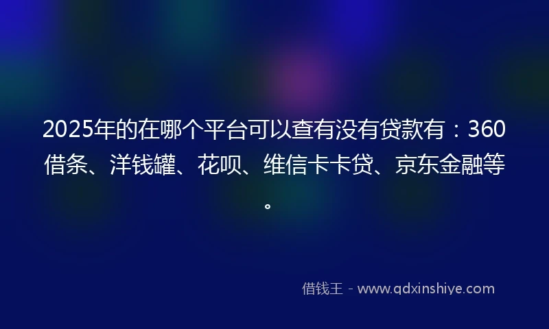 2025年的在哪个平台可以查有没有贷款有：360借条、洋钱罐、花呗、维信卡卡贷、京东金融等。