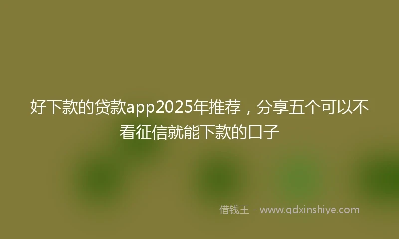 好下款的贷款app2025年推荐，分享五个可以不看征信就能下款的口子