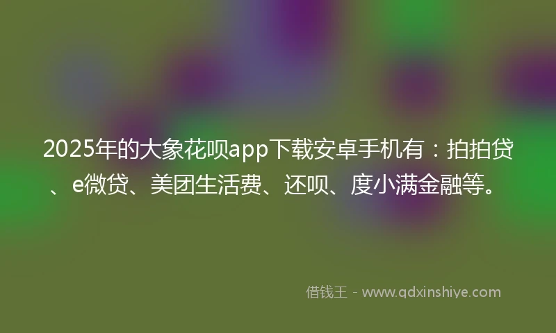 2025年的大象花呗app下载安卓手机有：拍拍贷、e微贷、美团生活费、还呗、度小满金融等。
