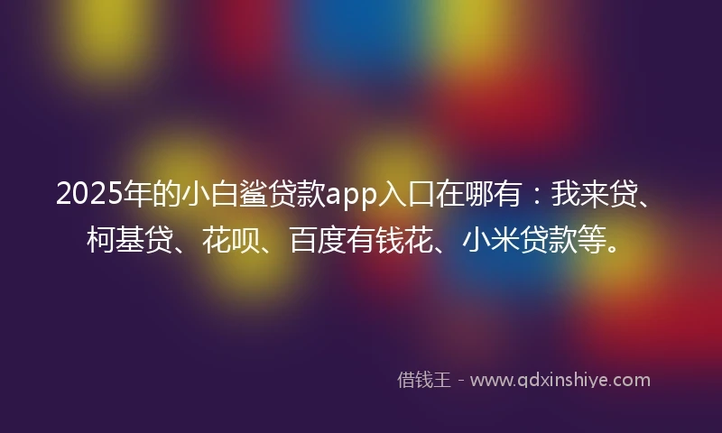 2025年的小白鲨贷款app入口在哪有：我来贷、柯基贷、花呗、百度有钱花、小米贷款等。