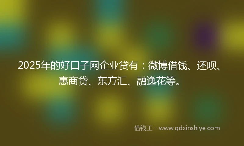 2025年的好口子网企业贷有：微博借钱、还呗、惠商贷、东方汇、融逸花等。