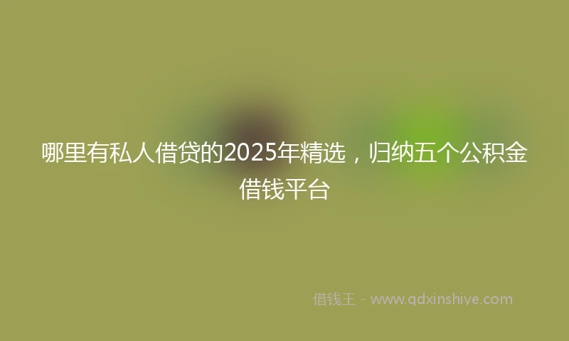 哪里有私人借贷的2025年精选，归纳五个公积金借钱平台