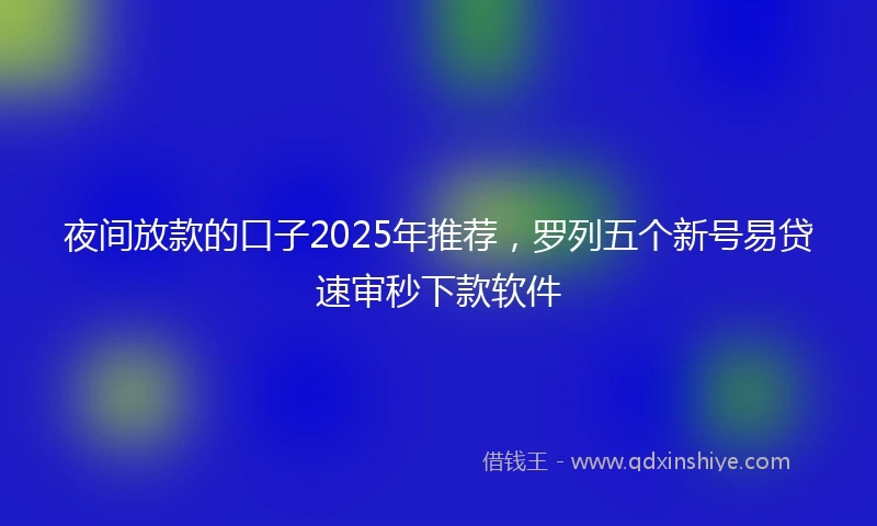 夜间放款的口子2025年推荐，罗列五个新号易贷速审秒下款软件