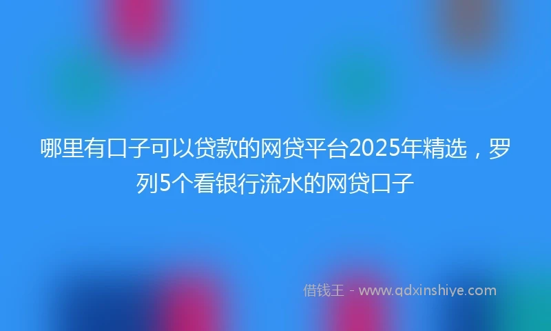 哪里有口子可以贷款的网贷平台2025年精选，罗列5个看银行流水的网贷口子