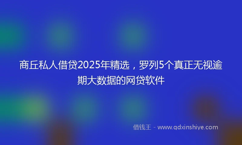 商丘私人借贷2025年精选，罗列5个真正无视逾期大数据的网贷软件