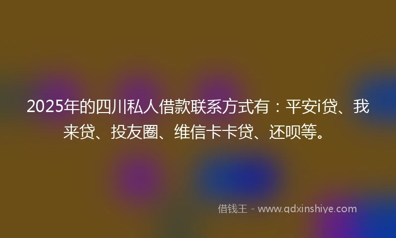2025年的四川私人借款联系方式有：平安i贷、我来贷、投友圈、维信卡卡贷、还呗等。