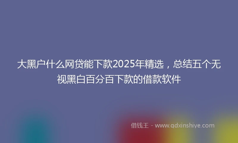 大黑户什么网贷能下款2025年精选，总结五个无视黑白百分百下款的借款软件
