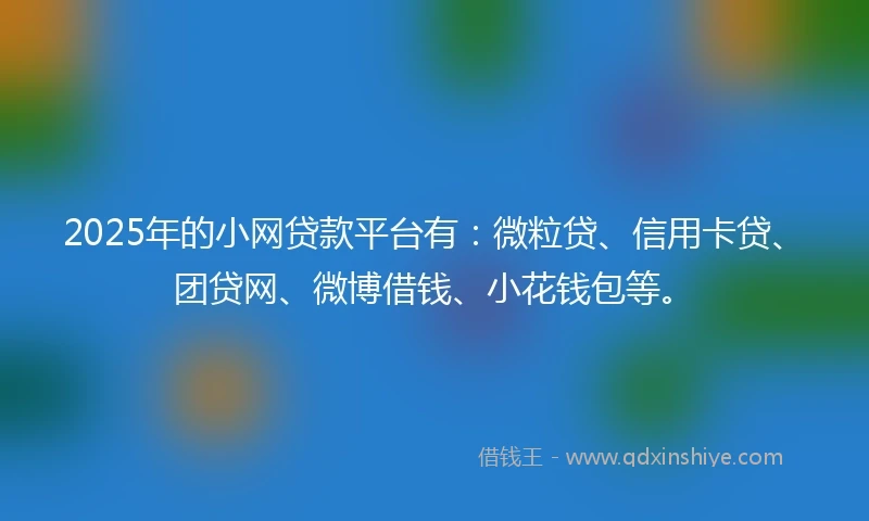 2025年的小网贷款平台有：微粒贷、信用卡贷、团贷网、微博借钱、小花钱包等。