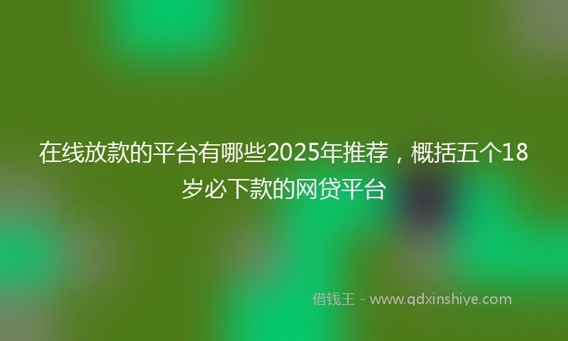 在线放款的平台有哪些2025年推荐，概括五个18岁必下款的网贷平台