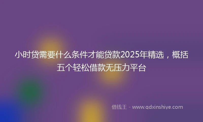 小时贷需要什么条件才能贷款2025年精选，概括五个轻松借款无压力平台