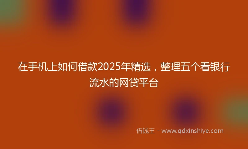在手机上如何借款2025年精选，整理五个看银行流水的网贷平台