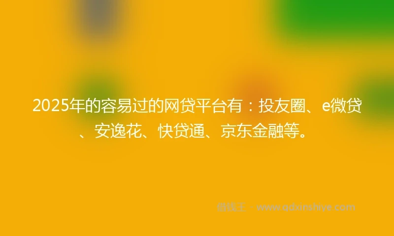 2025年的容易过的网贷平台有：投友圈、e微贷、安逸花、快贷通、京东金融等。