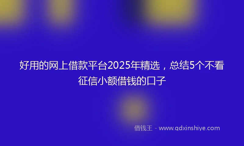 好用的网上借款平台2025年精选，总结5个不看征信小额借钱的口子