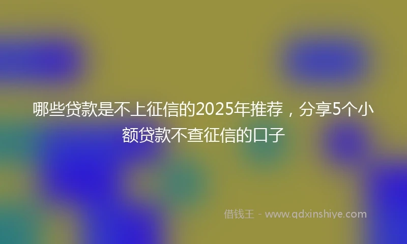 哪些贷款是不上征信的2025年推荐，分享5个小额贷款不查征信的口子