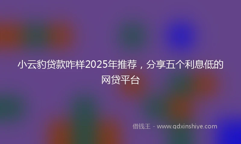 小云豹贷款咋样2025年推荐，分享五个利息低的网贷平台