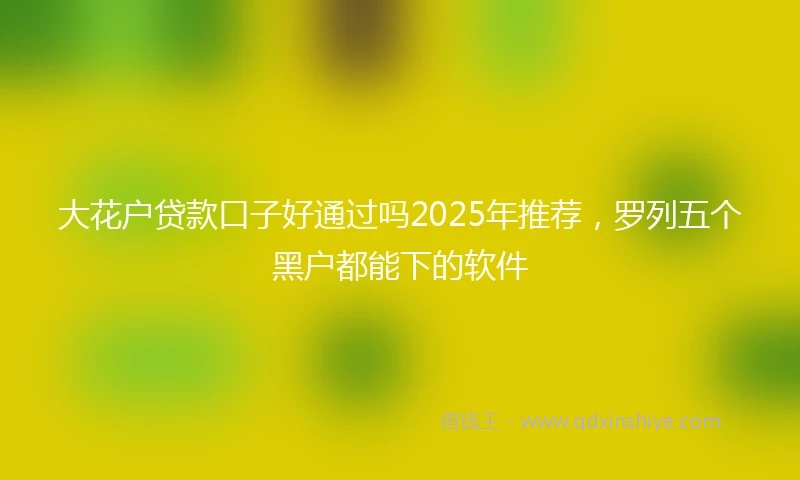 大花户贷款口子好通过吗2025年推荐,罗列五个黑户都能下的软件