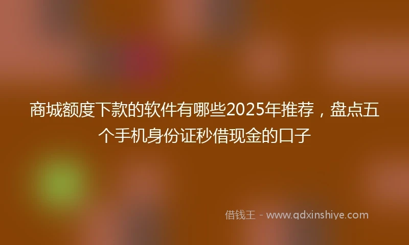 商城额度下款的软件有哪些2025年推荐，盘点五个手机身份证秒借现金的口子