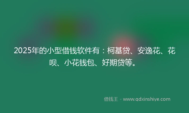 2025年的小型借钱软件有：柯基贷、安逸花、花呗、小花钱包、好期贷等。