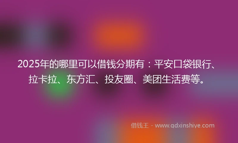 2025年的哪里可以借钱分期有：平安口袋银行、拉卡拉、东方汇、投友圈、美团生活费等。