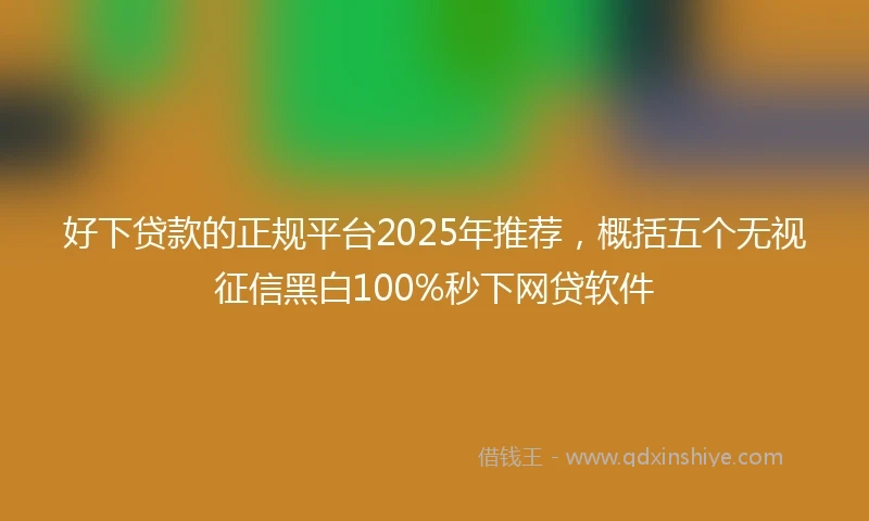 好下贷款的正规平台2025年推荐，概括五个无视征信黑白100%秒下网贷软件