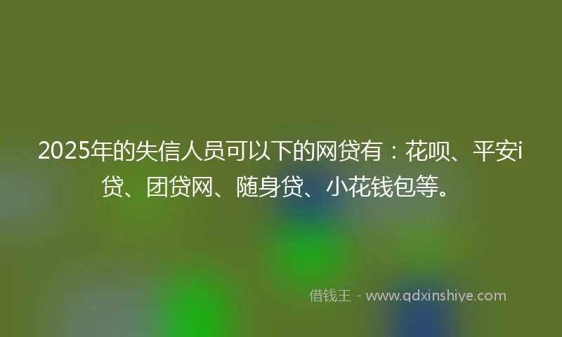 2025年的失信人员可以下的网贷有：花呗、平安i贷、团贷网、随身贷、小花钱包等。