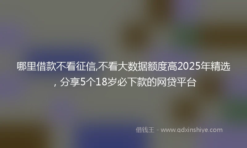 哪里借款不看征信,不看大数据额度高2025年精选，分享5个18岁必下款的网贷平台