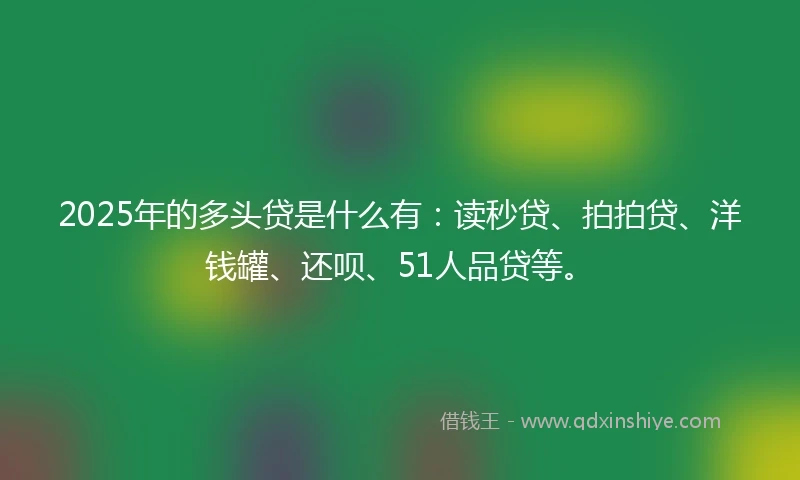 2025年的多头贷是什么有：读秒贷、拍拍贷、洋钱罐、还呗、51人品贷等。