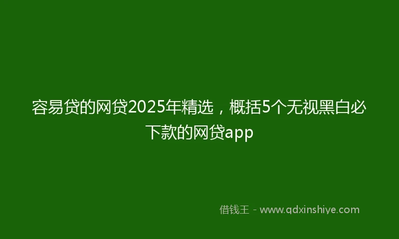 容易贷的网贷2025年精选，概括5个无视黑白必下款的网贷app