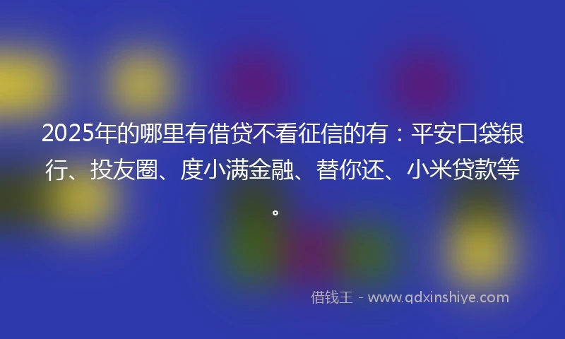 2025年的哪里有借贷不看征信的有：平安口袋银行、投友圈、度小满金融、替你还、小米贷款等。