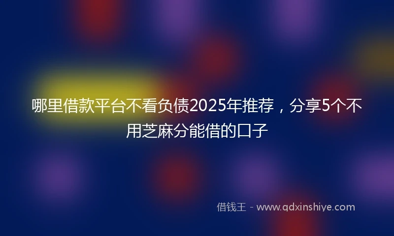 哪里借款平台不看负债2025年推荐，分享5个不用芝麻分能借的口子