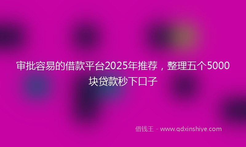 审批容易的借款平台2025年推荐，整理五个5000块贷款秒下口子