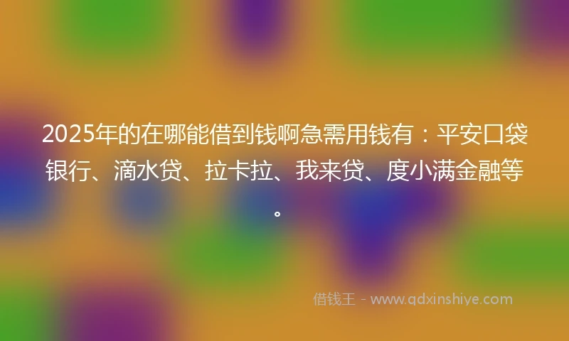 2025年的在哪能借到钱啊急需用钱有：平安口袋银行、滴水贷、拉卡拉、我来贷、度小满金融等。