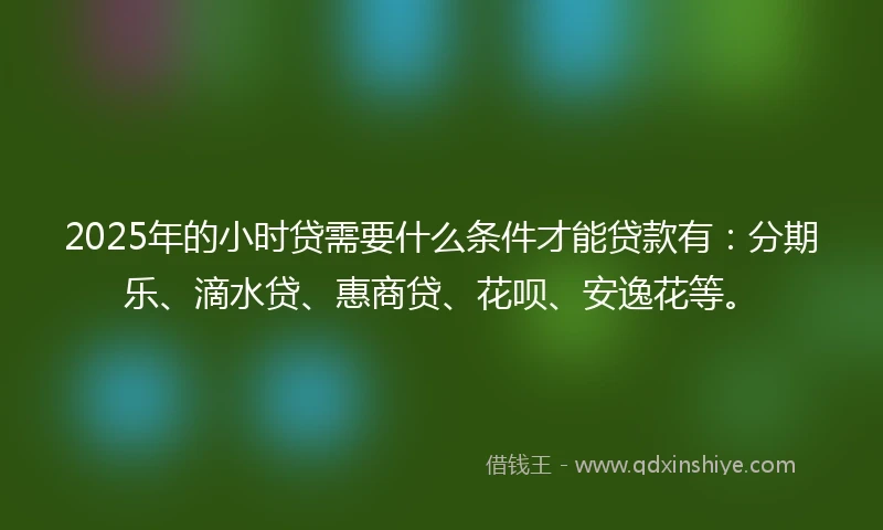 2025年的小时贷需要什么条件才能贷款有：分期乐、滴水贷、惠商贷、花呗、安逸花等。