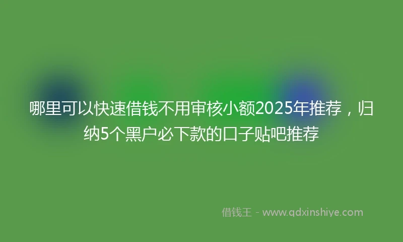 哪里可以快速借钱不用审核小额2025年推荐，归纳5个黑户必下款的口子贴吧推荐