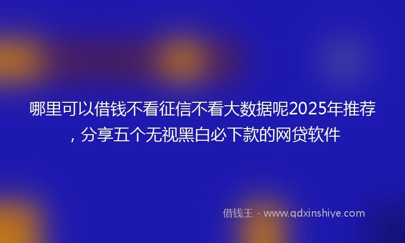哪里可以借钱不看征信不看大数据呢2025年推荐，分享五个无视黑白必下款的网贷软件