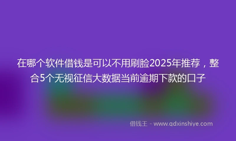 在哪个软件借钱是可以不用刷脸2025年推荐，整合5个无视征信大数据当前逾期下款的口子