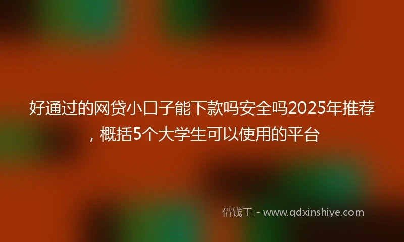 好通过的网贷小口子能下款吗安全吗2025年推荐，概括5个大学生可以使用的平台