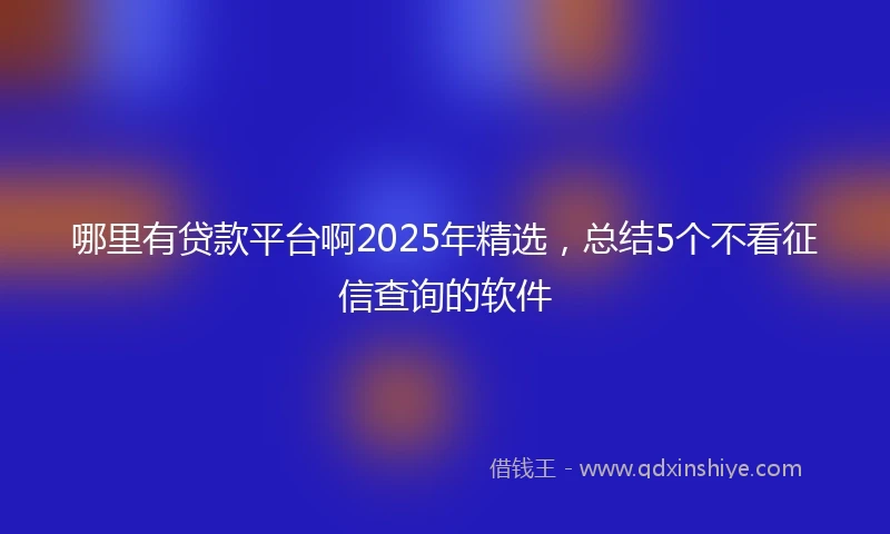 哪里有贷款平台啊2025年精选，总结5个不看征信查询的软件